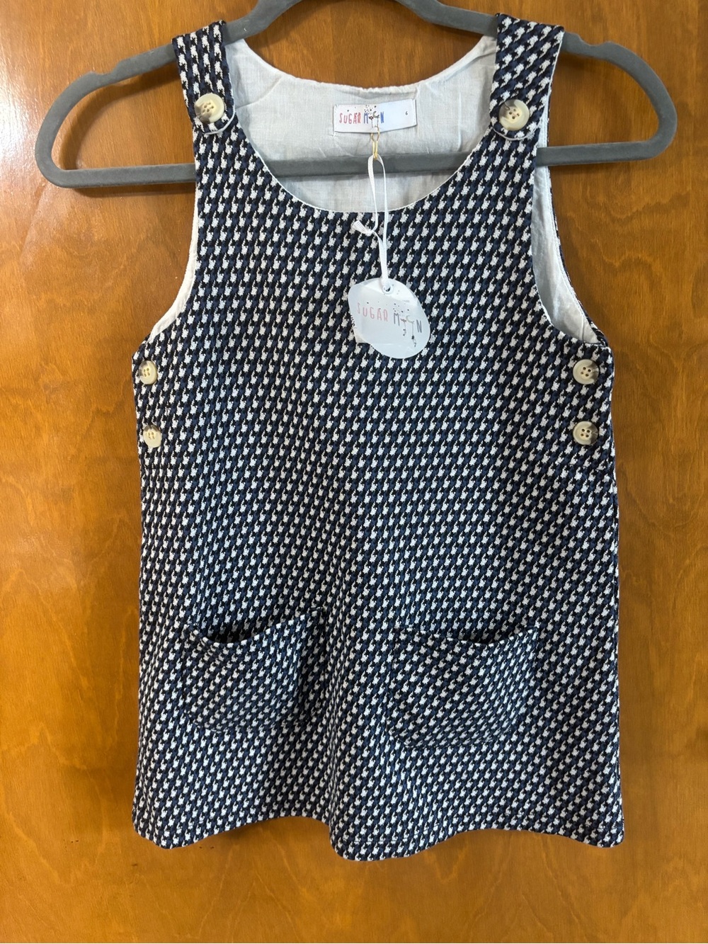 Sugar moon Black & White Houndstooth Pinafore Tunic
